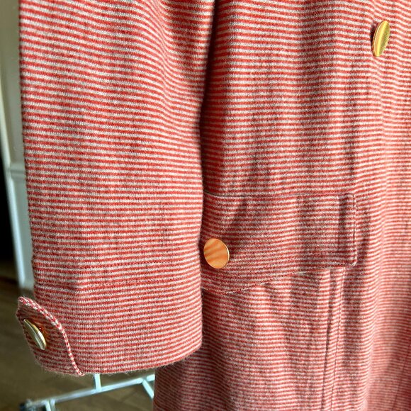 NWT Marc by Marc Jacobs Peacoat Style Coat Dress w/ Pockets Orange Stripe Sz XS - Picture 7 of 10